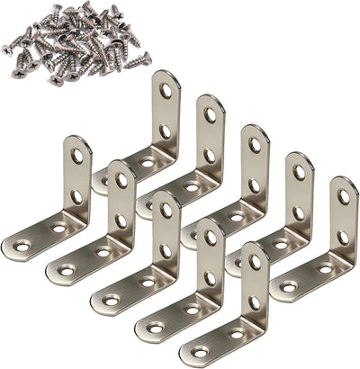 Set 10 Soportes para estantería acero inox 90 grados