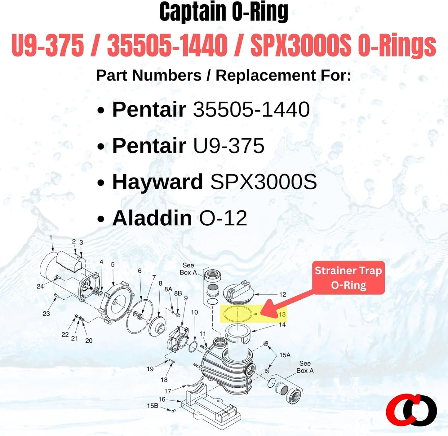 Repuesto anillos O para trampa colador Pentair Sta-Rite