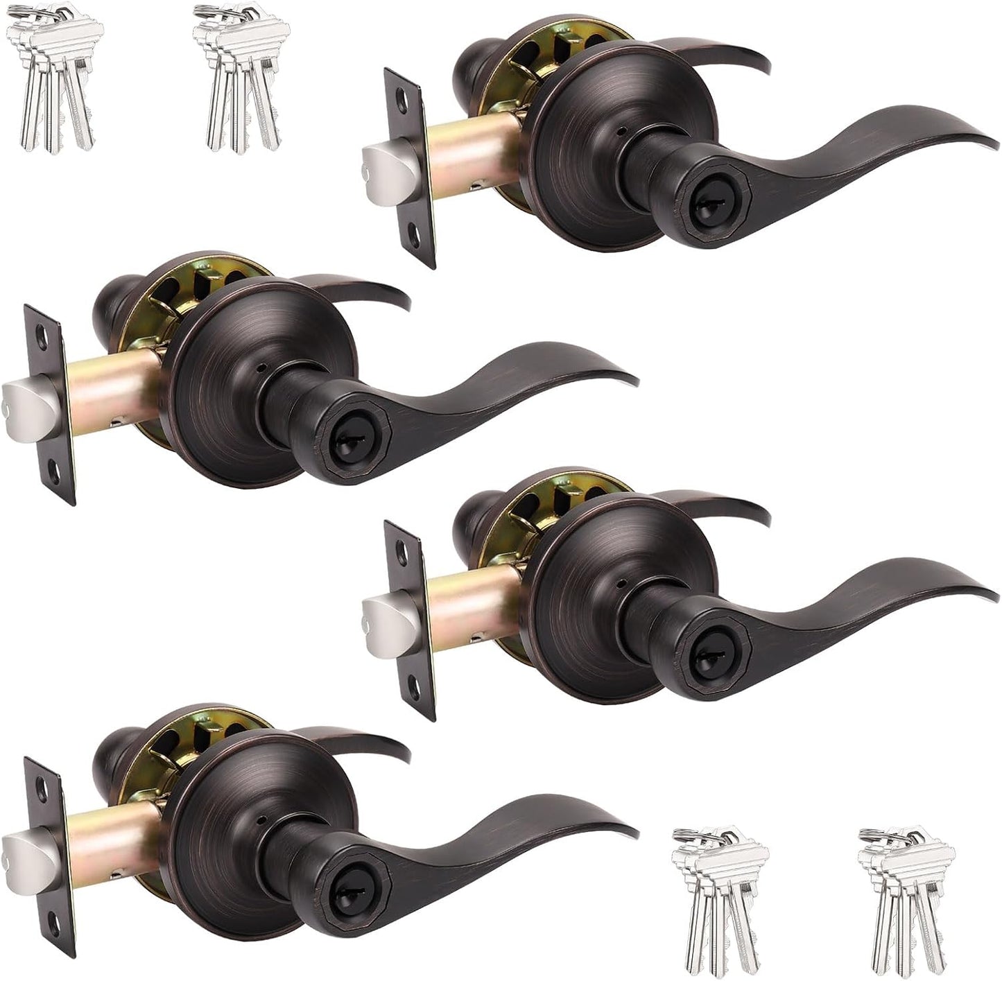 Manija puerta bronce aceitado set 4 unidades