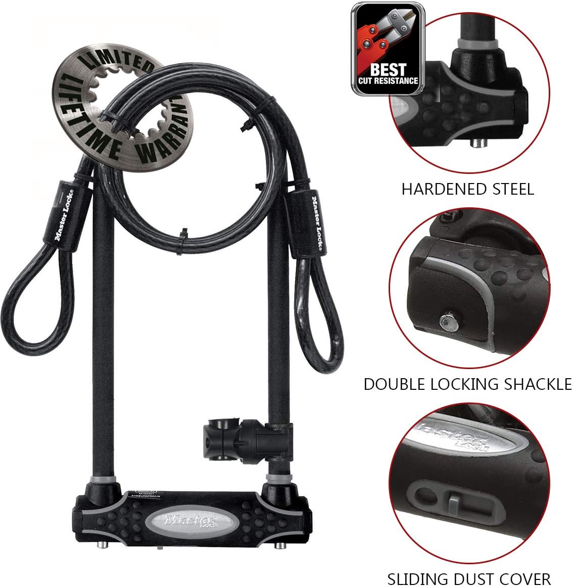 Candado bicicleta antirrobo con cable negro 8285EC