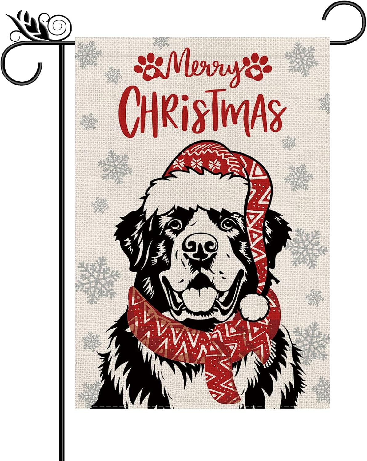 Bandera Navidad Perro San Bernardo Bufanda 12.5x18" Exteriores