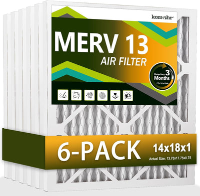 Filtro aire MERV 13 14x18x1 paquete 6 reemplazo HVAC horno