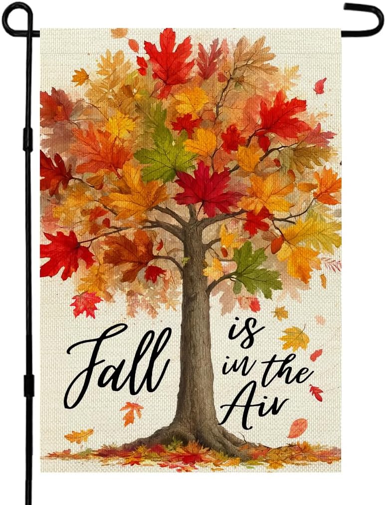 Bandera jardín otoño doble cara 12x18" arpillera