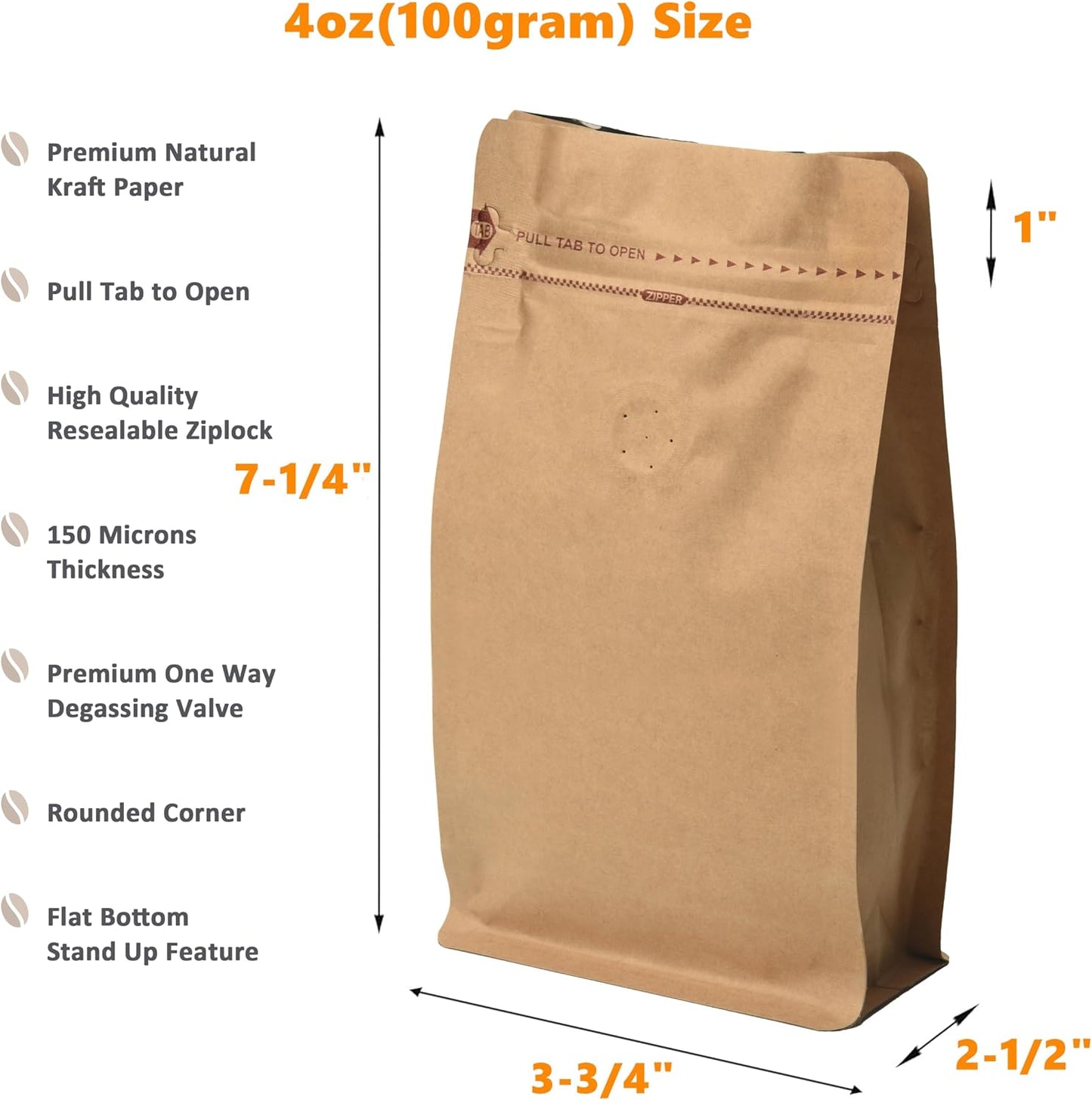 Bolsas café resellables con válvula aluminio 4oz