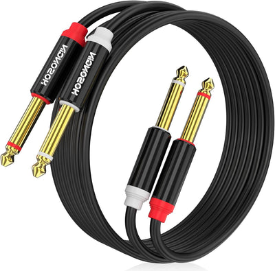 Cable TS 1/4pulg dual para mezclador 20pies chapado oro