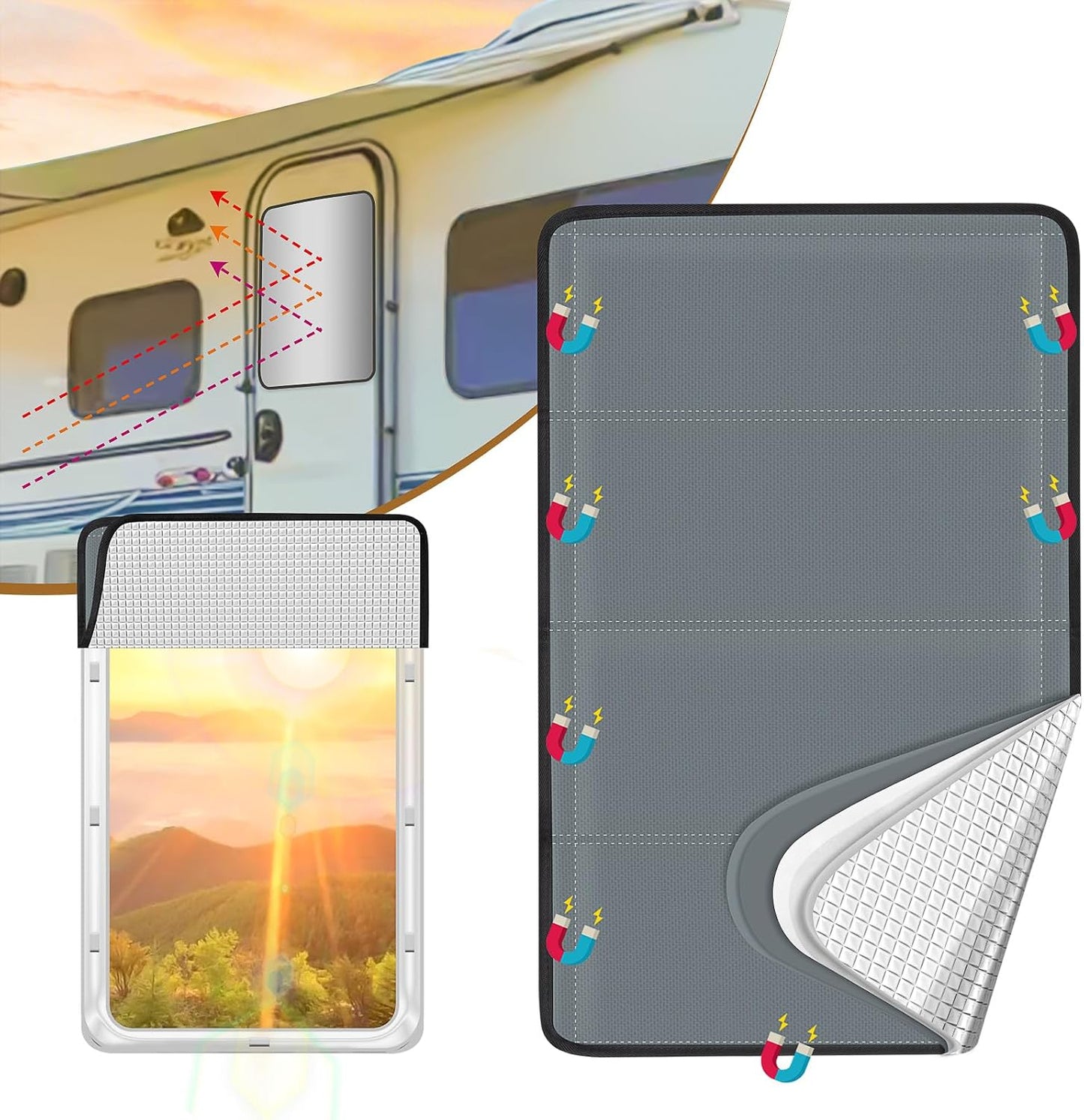 Cubierta sombra puerta RV 25x16" magnética opaca plegable