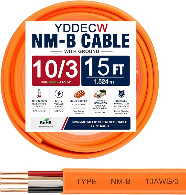 Cable 10/3 NM-B cobre puro 15 ft para interiores