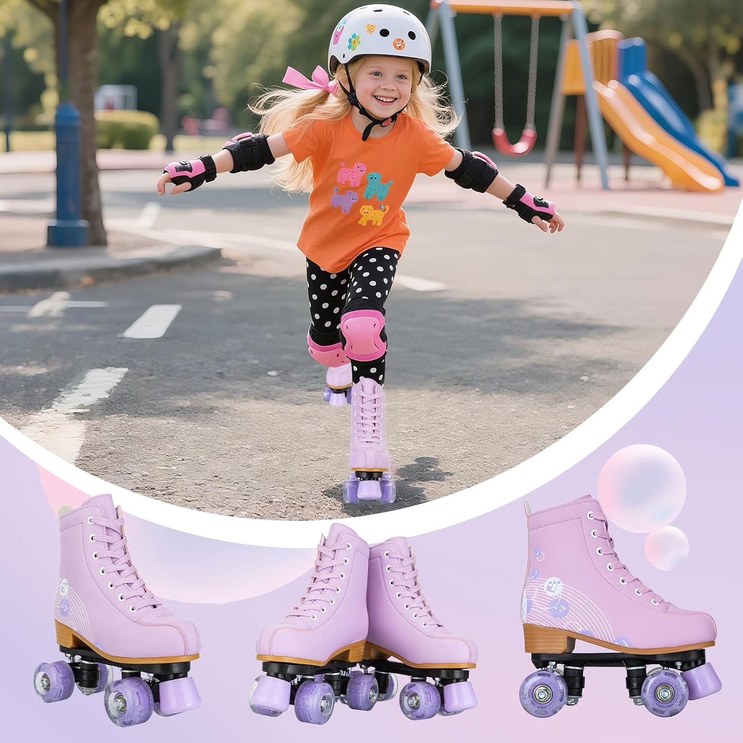 Patines dibujos animados para mujer con ruedas iluminadas