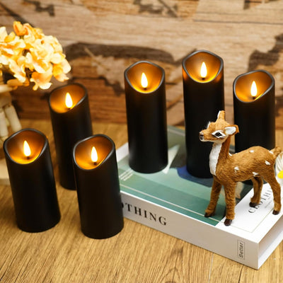 9 Pzas Velas LED Acrílicas Parpadeantes Negro