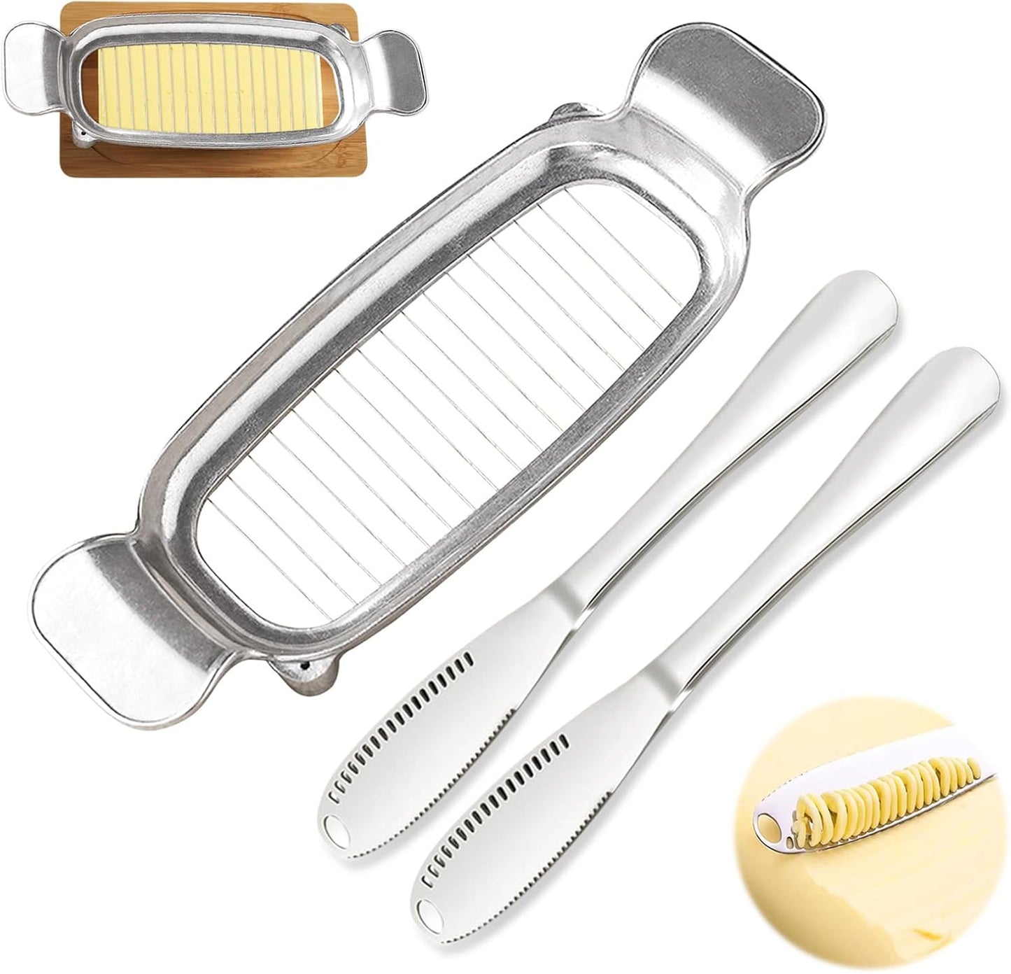 Cortador mantequilla acero inox 2 cuchillos ergonómico