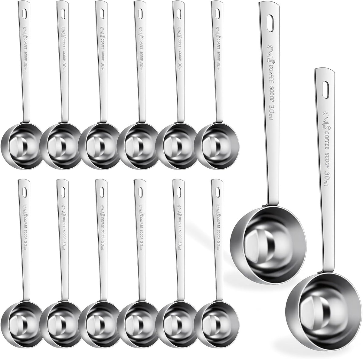 Cucharas medidoras de acero inoxidable con mango largo para café, leche, azúcar y especias