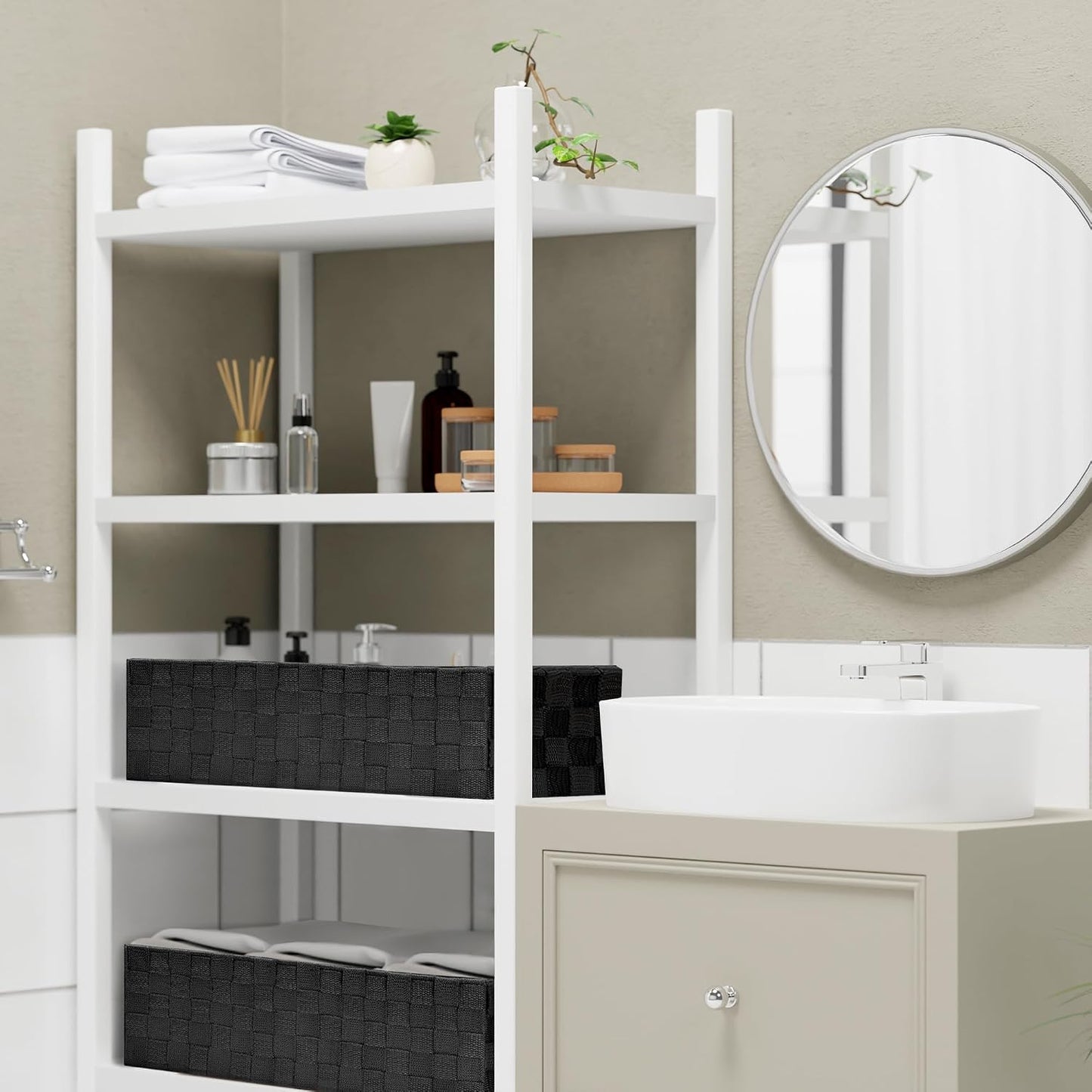 Cestas almacenamiento tejidas con tapas 13qt 2uds negro