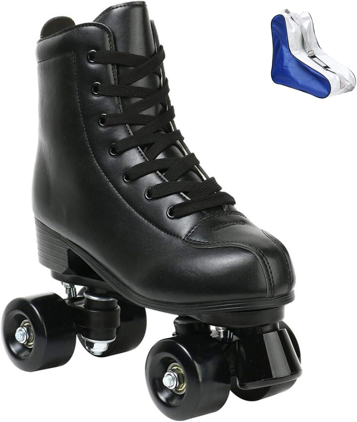 Patines cuero PU doble fila para hombres y mujeres con bolsa