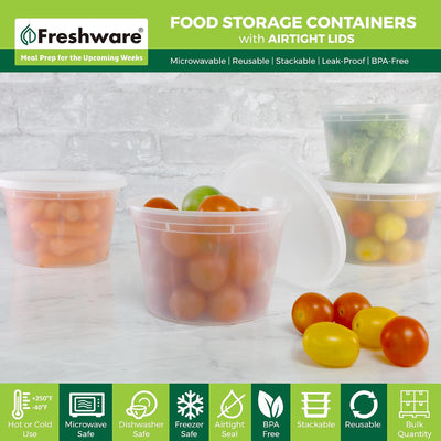 Recipientes plástico 16oz con tapa apilables sin BPA 36 Pzas