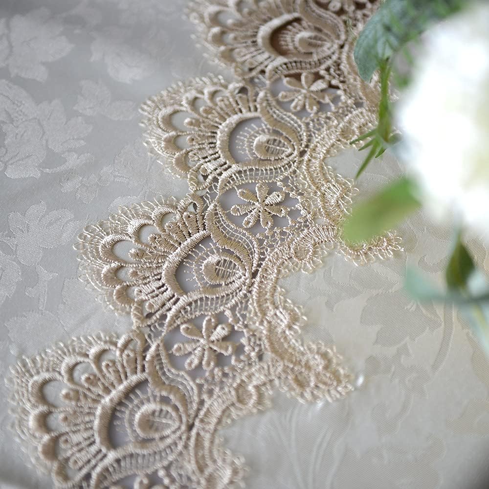 Mantel encaje ovalado flores antiguas 52x70