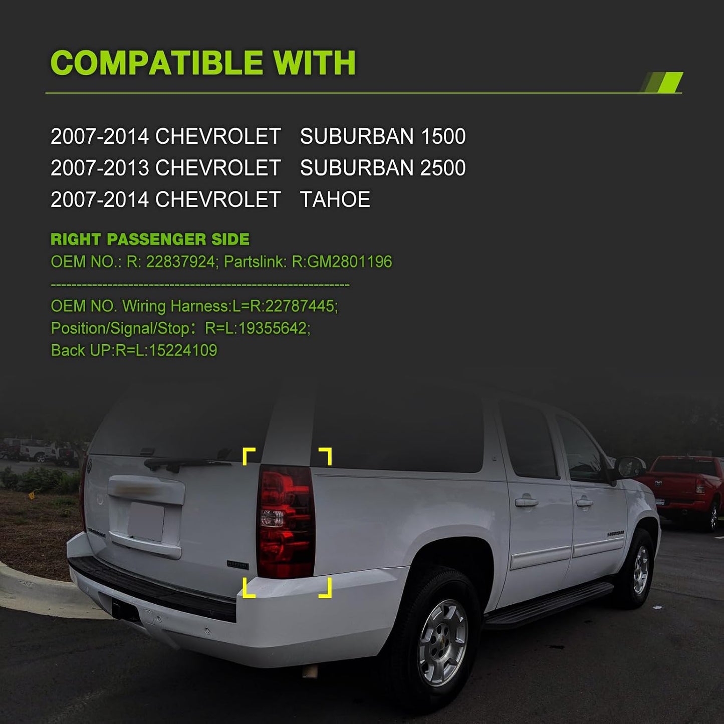 Conjunto luz trasera Chevy Suburban/Tahoe 07-14 lado derecho