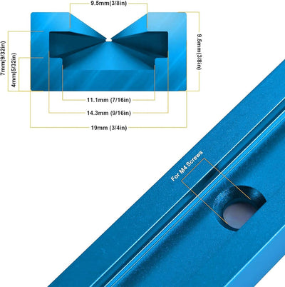 8 Pzas Pista T Carpintería 48pulg Azul Aluminio