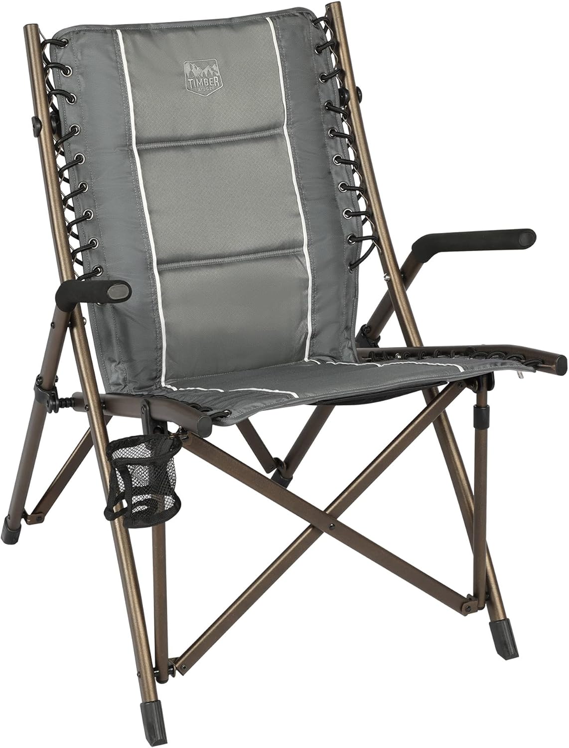 Silla plegable camping acolchada con reposabrazos 300lb gris