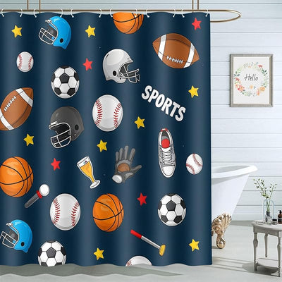 Cortina ducha deportiva 72x72pulg con ganchos impermeable