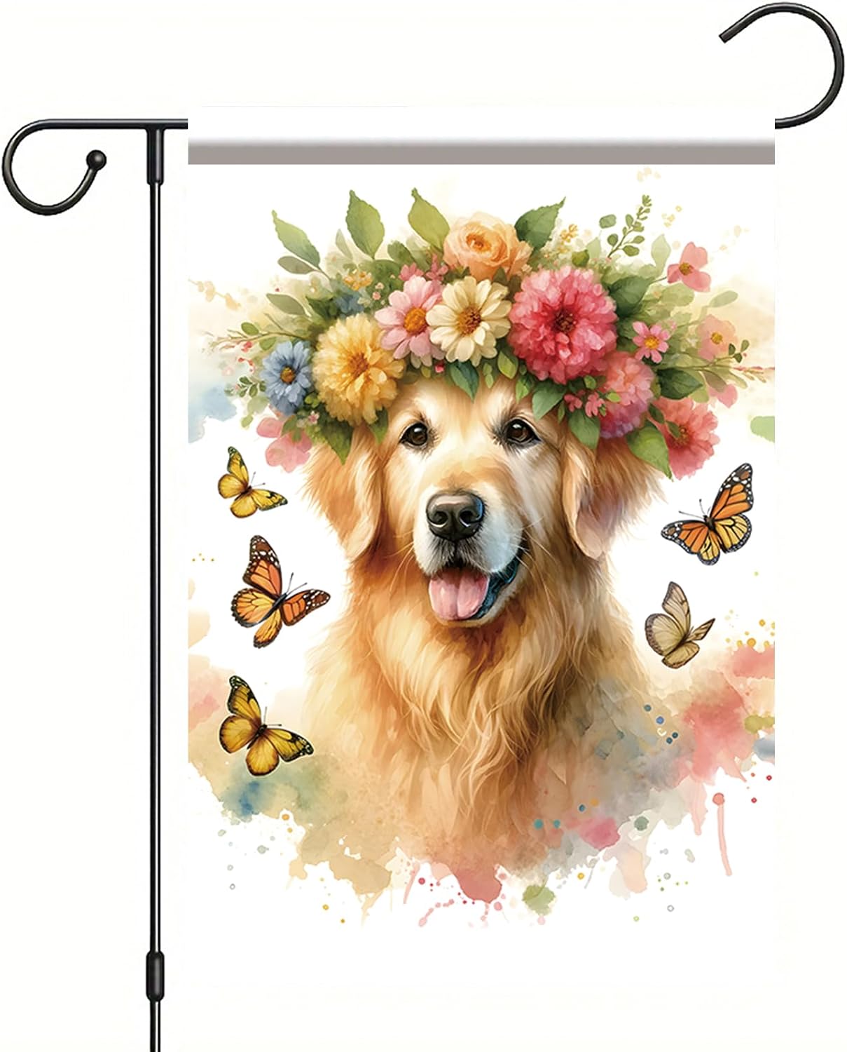 Bandera jardín doble cara golden retriever 12x18pulg mascotas