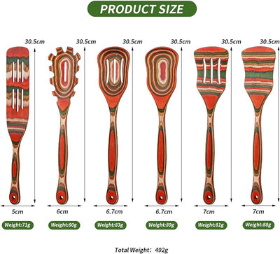 Set cucharas madera Pakkawood utensilios cocina