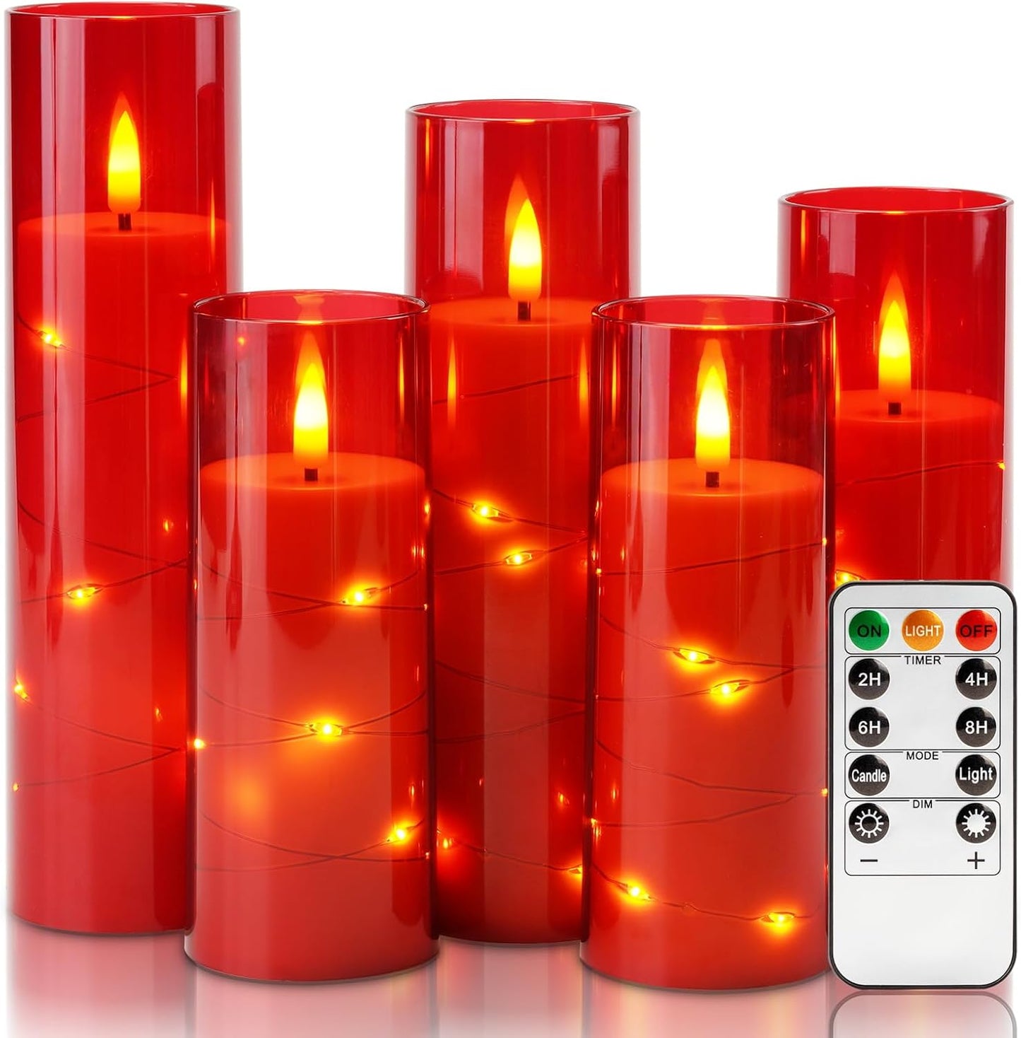 Set 5 velas LED acrílicas luces hadas estrella control remoto