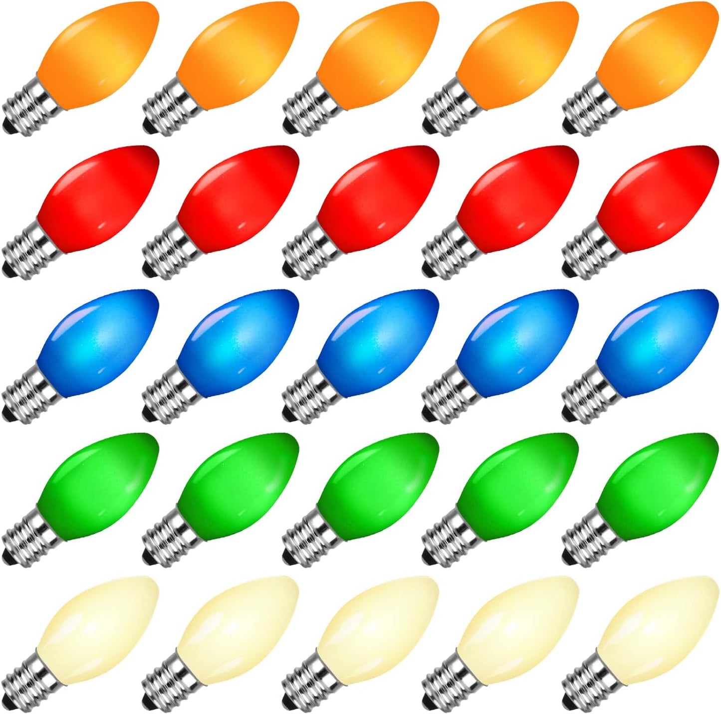 25 Bombillas LED C7 E12 Multicolor para Cadena Luces Navidad