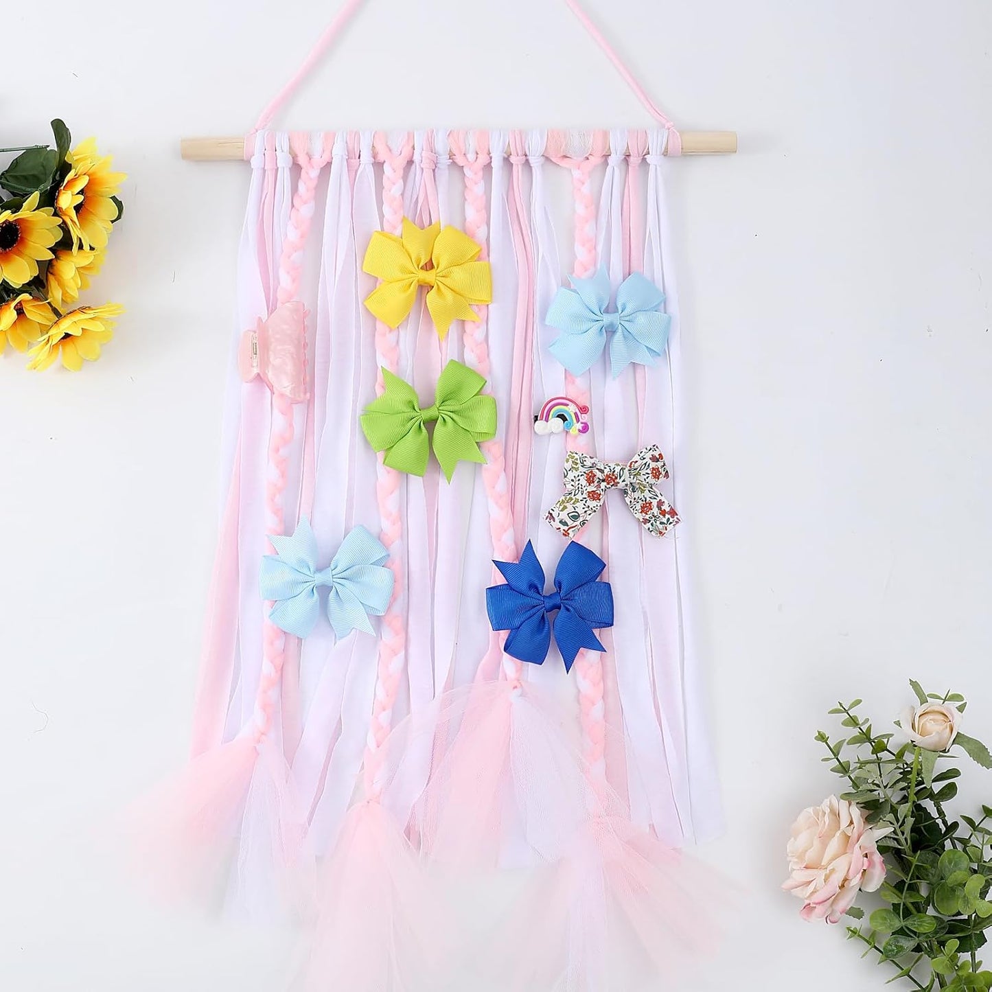 Soporte lazos niña con cinta encaje decoración bebé