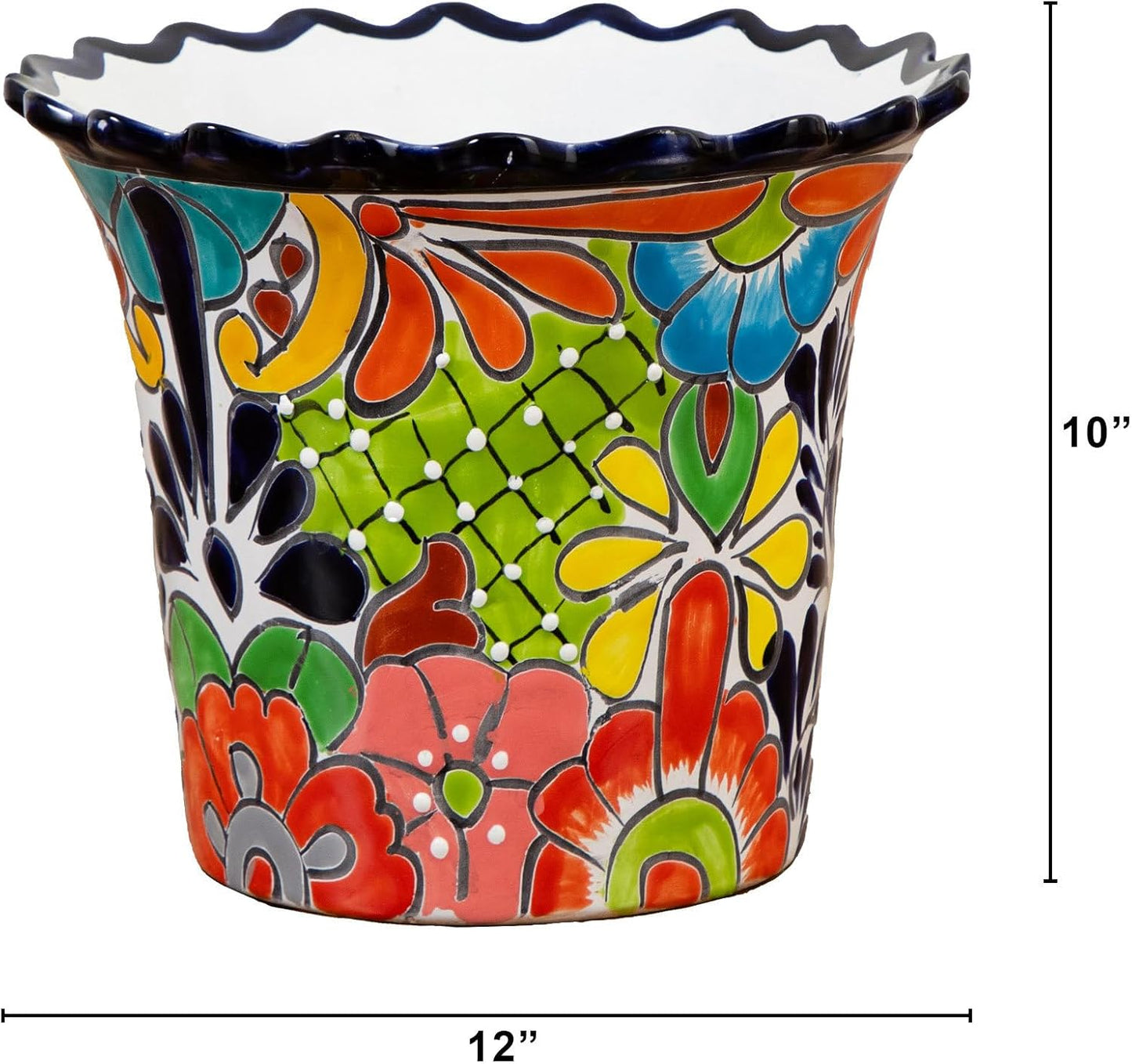 Maceta cerámica Talavera 10x12pulg pintada a mano