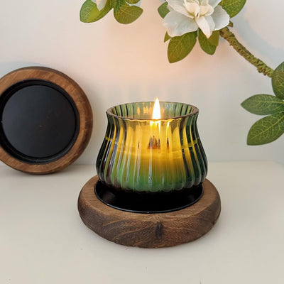 Portavelas madera natural 3uds decoración granja