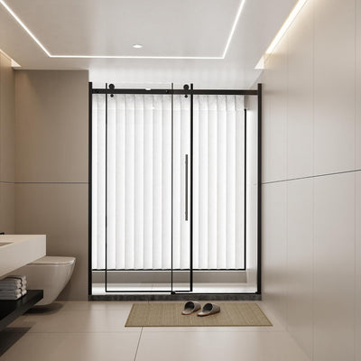 Puerta ducha deslizante 60x72pulg vidrio templado aluminio