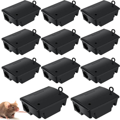 12 Cajas Cebos Ratas con Llaves Trampa Roedores Interior Exterior