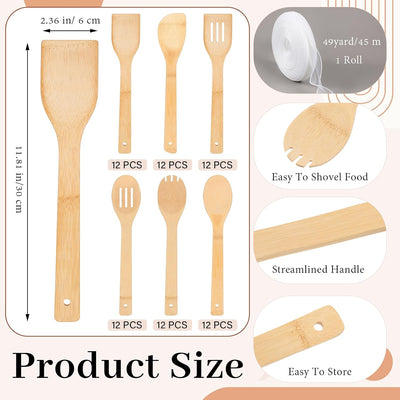 72 Espátulas Bambú 12pulg Utensilios Cocina Set Boda