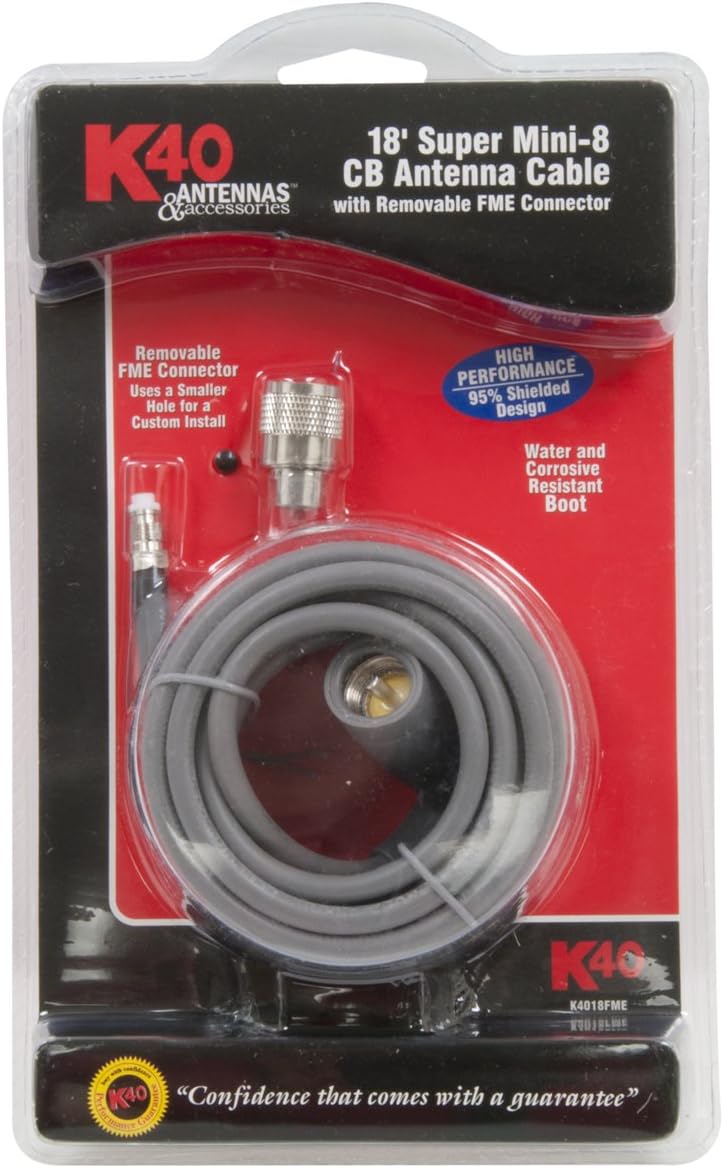 Cable antena mini-8 CB 18ft con conector FME negro