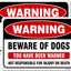 Letrero Beware of Dog aluminio 10x7" 2 Uds