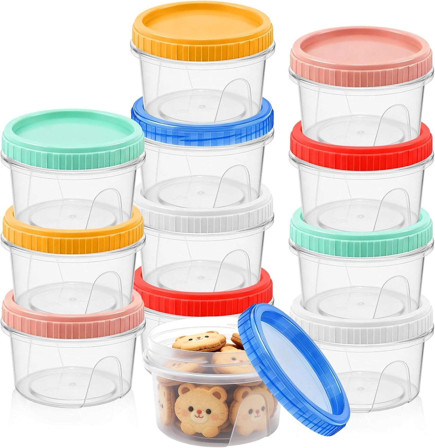Pack 12 Contenedores Congelador 13oz Tapas Rosca Reutilizables