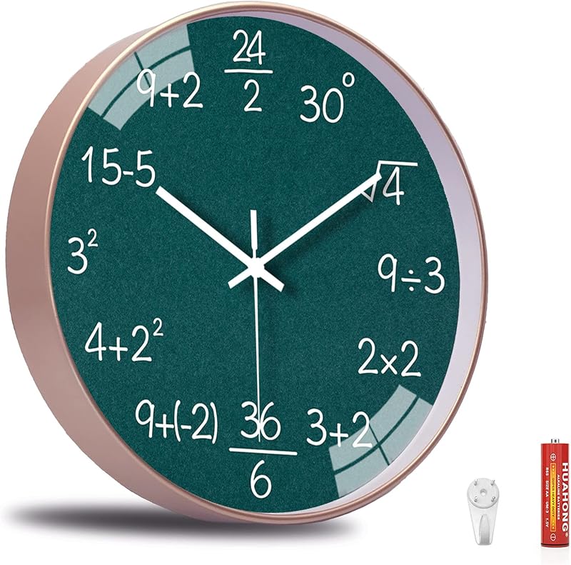 Reloj pared matemáticas 12pulg silencioso cuarzo oficina hogar