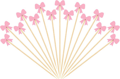 150 Palillos Cóctel con Lazo Rosas para Fiesta