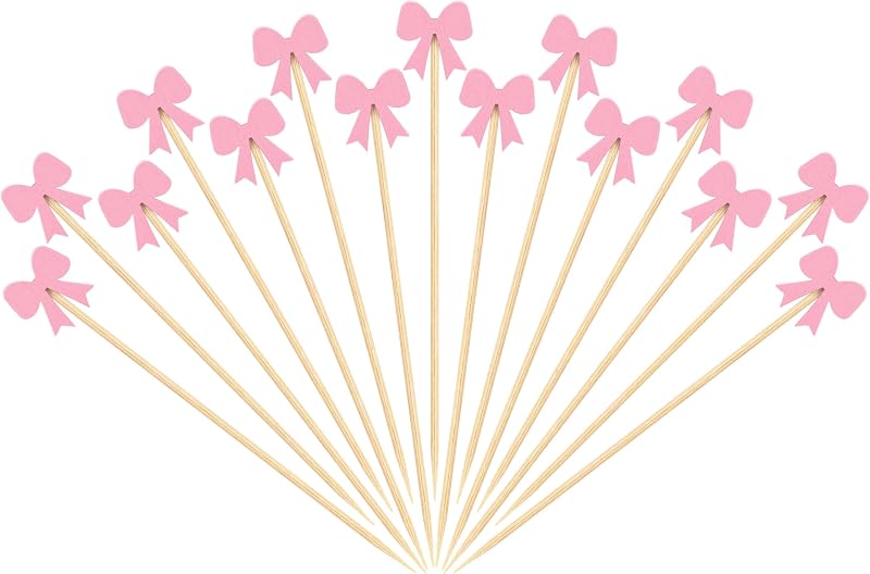 150 Palillos Cóctel con Lazo Rosas para Fiesta