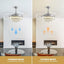 Ventilador techo 48" cristal aspas retráctiles luz led