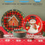 Set 12 Pzas Vajilla Navidad Cerámica Rojo Verde