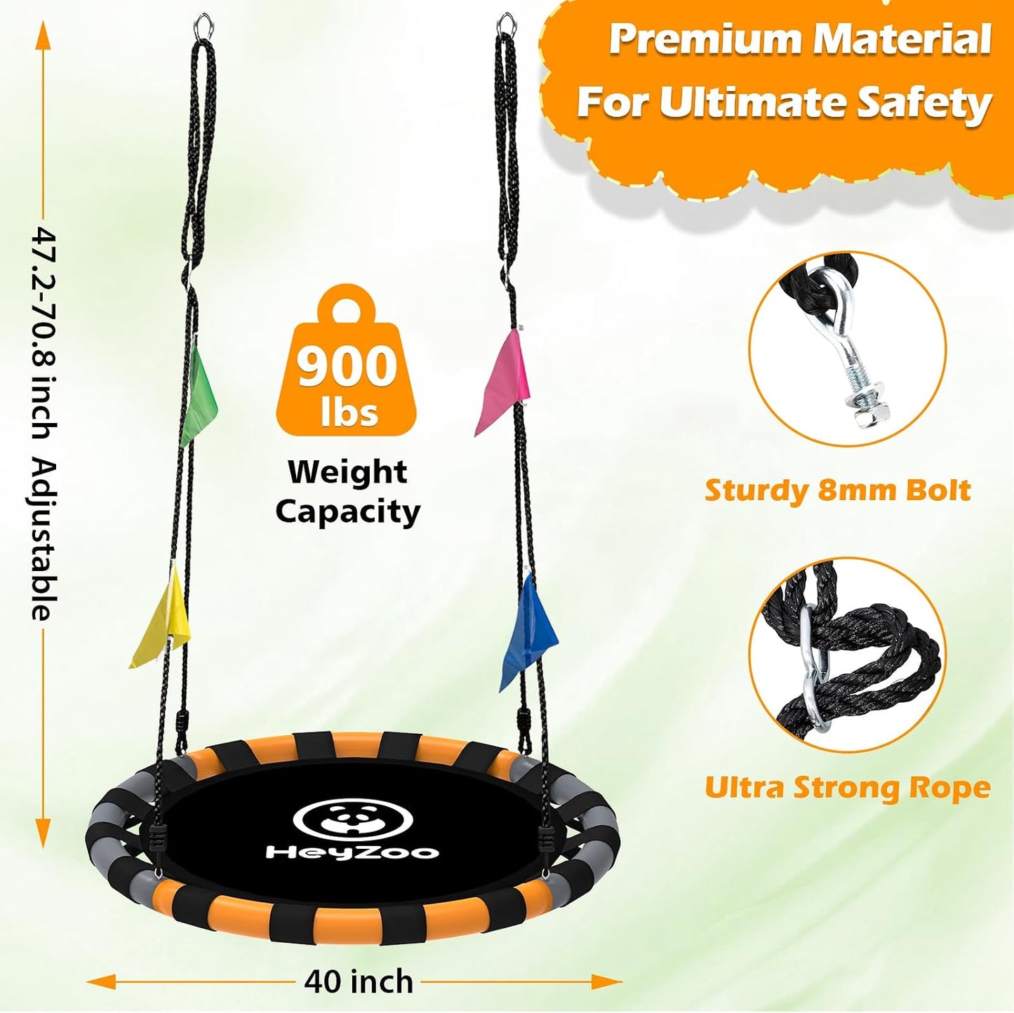 Columpio platillo 40pulg para patio infantil 900lb gris