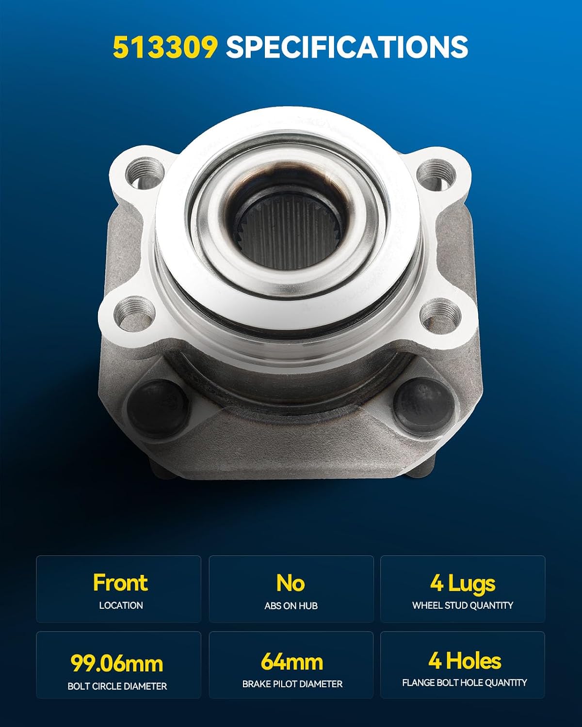 Conjunto cubo rueda delantera Sentra 07-12 4 lengüetas