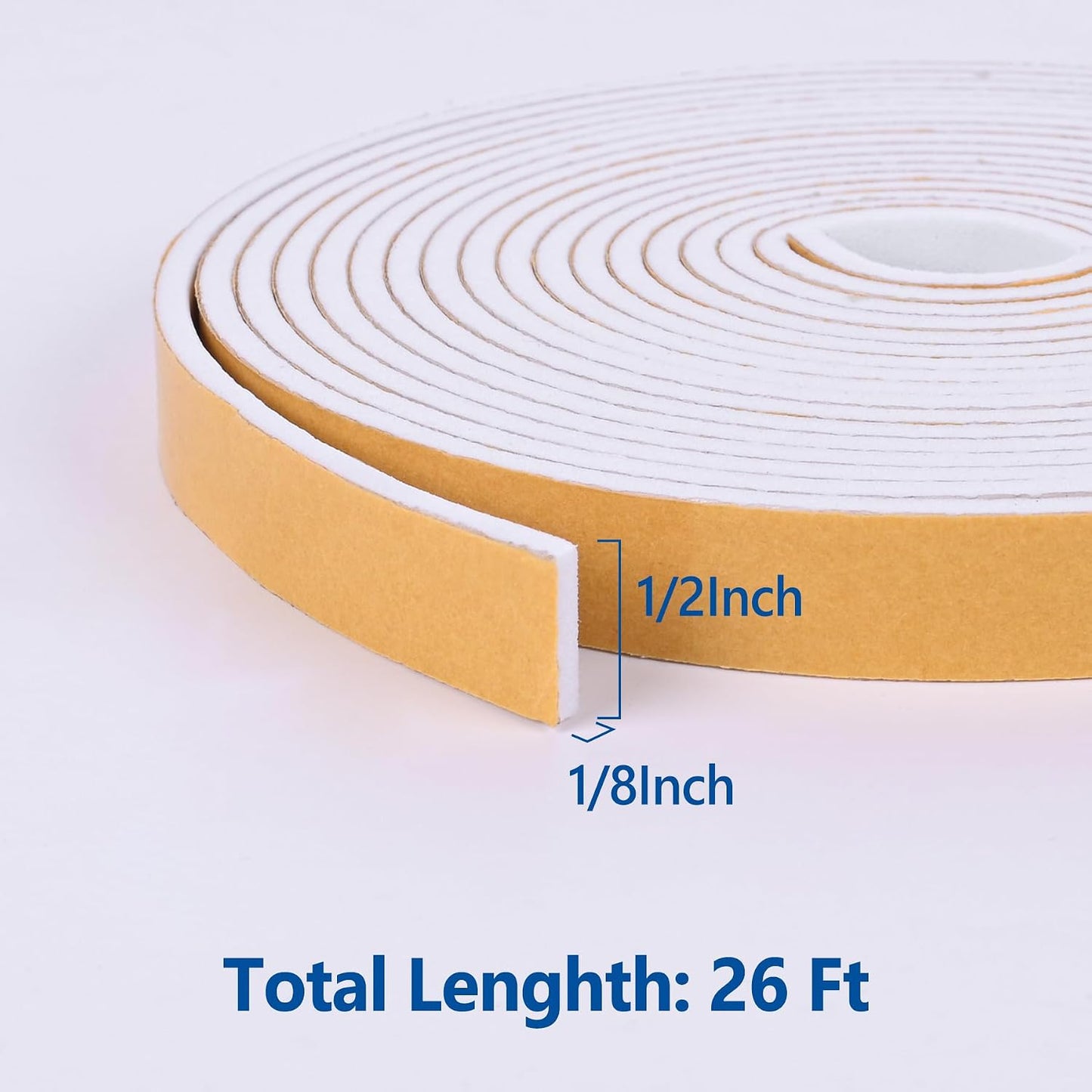 Cinta espuma autoadhesiva 1/2x1/8pulg 26ft aislamiento