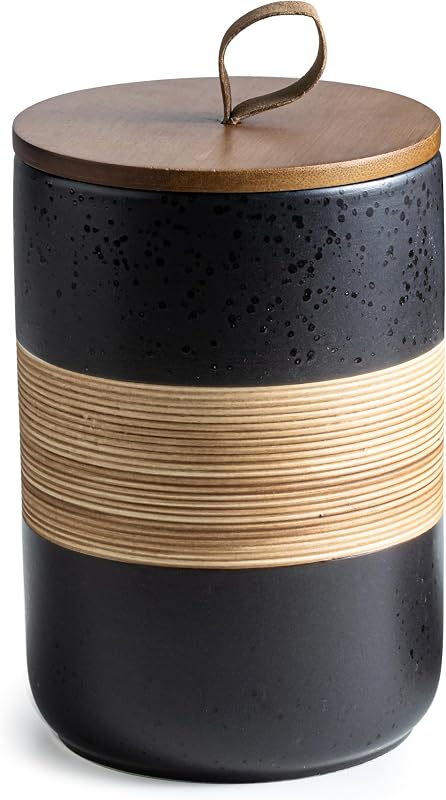 Contenedor cerámica café y té 61oz negro apilable