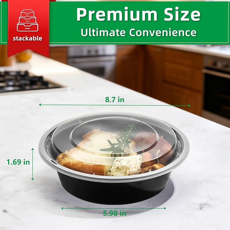 Contenedores reutilizables 28oz con tapas set 50