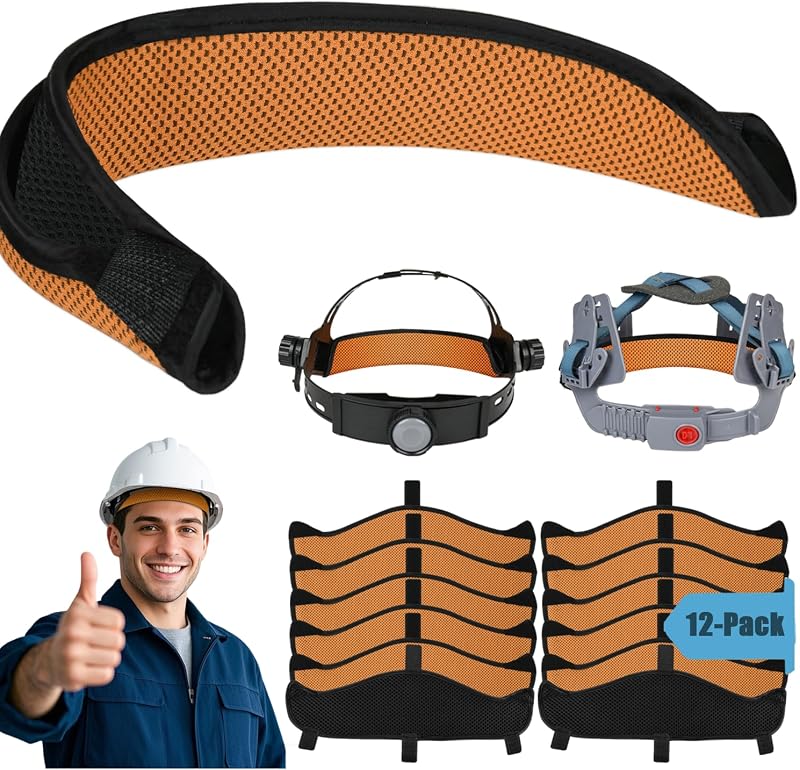 Bandas sudor tela 3 capas para cascos duros 12 pzas