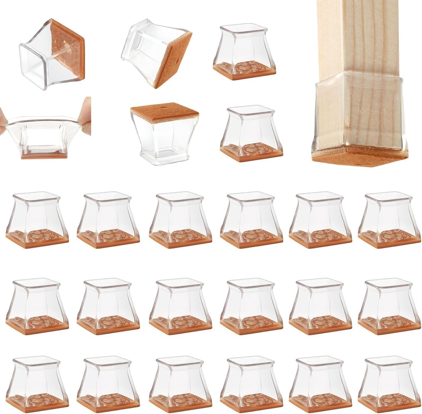 24 Protectores patas silla para pisos madera fieltro silicona