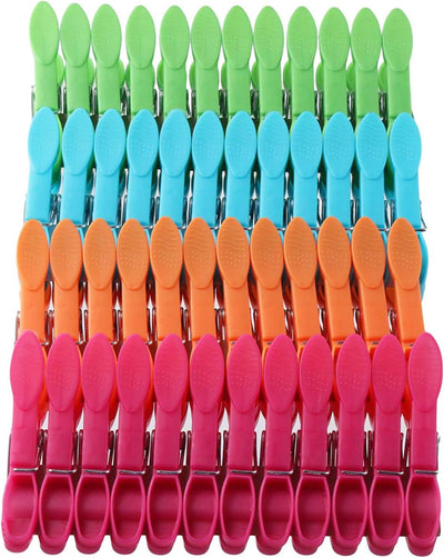 48 Pinzas Plástico Coloridas para Ropa y Alimentos