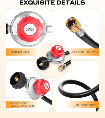 Adaptador manguera propano 5ft regulador 0~20 PSI